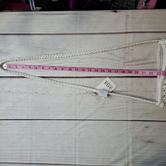A.n.a A New Approach Cream Macramé Crossbody Bag Braided Strap - Picture 7 of 7